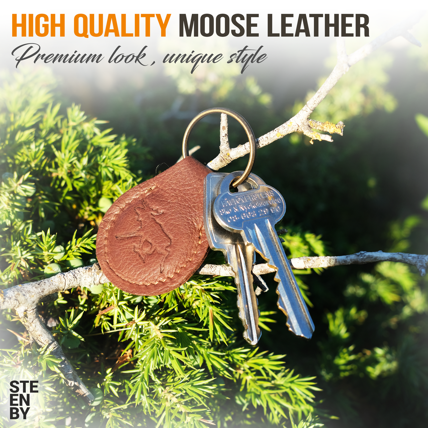 Keychain Moose skin 2-pack Brown